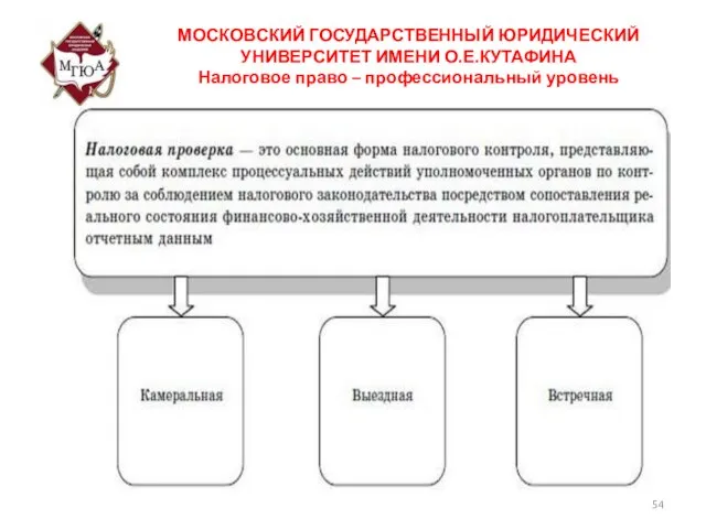 МОСКОВСКИЙ ГОСУДАРСТВЕННЫЙ ЮРИДИЧЕСКИЙ УНИВЕРСИТЕТ ИМЕНИ О.Е.КУТАФИНА Налоговое право – профессиональный уровень