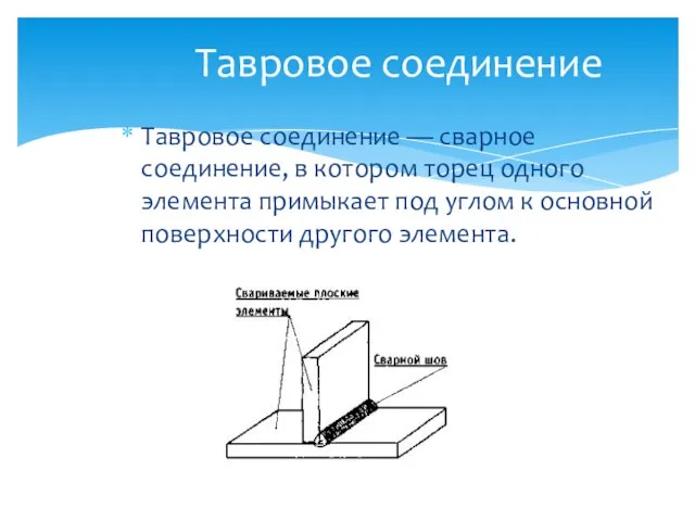 Тавровое соединение Тавровое соединение — сварное соединение, в котором торец одного