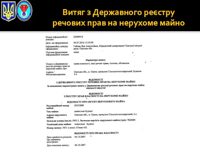 Витяг з Державного реєстру речових прав на нерухоме майно