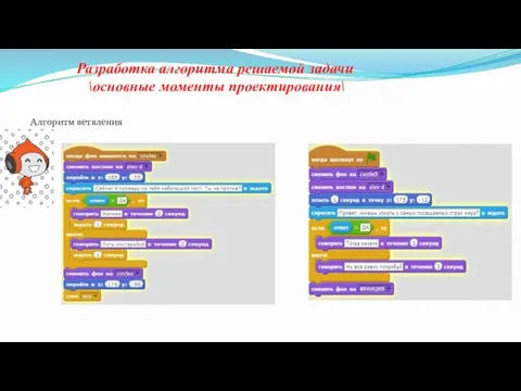 Разработка алгоритма решаемой задачи \основные моменты проектирования\ Алгоритм ветвления