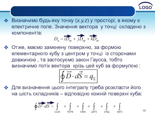 Визначимо будь-яку точку (x,y,z) у просторі, в якому є електричне поле.