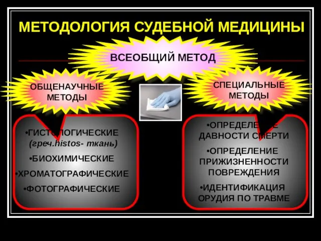 МЕТОДОЛОГИЯ СУДЕБНОЙ МЕДИЦИНЫ ВСЕОБЩИЙ МЕТОД ОБЩЕНАУЧНЫЕ МЕТОДЫ СПЕЦИАЛЬНЫЕ МЕТОДЫ ГИСТОЛОГИЧЕСКИЕ (греч.histos-