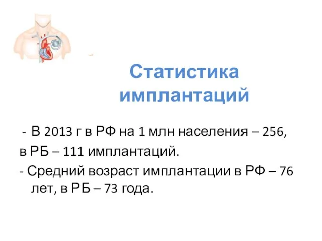 Статистика имплантаций В 2013 г в РФ на 1 млн населения