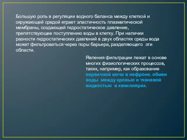 Большую роль в регуляции водного баланса между клеткой и окружающей средой