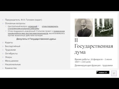 II Государственная дума Время работы: 20 февраля – 2 июня 1907