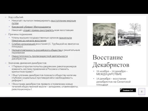 Восстание Декабристов 19 ноября – 14 декабря – МЕЖДУЦАРСТВИЕ 14 декабря