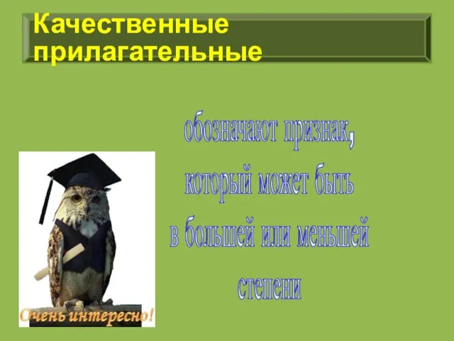 Качественные прилагательные обозначают признак, который может быть в большей или меньшей степени