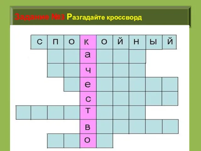 Задание №3 Разгадайте кроссворд