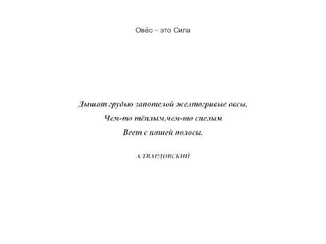 Овёс – это Сила