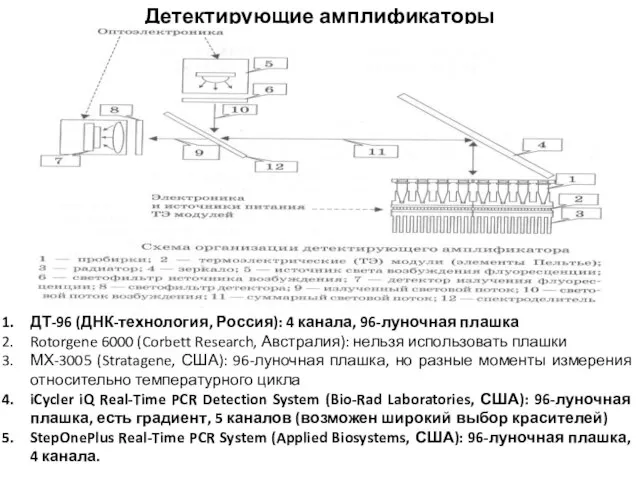 Детектирующие амплификаторы ДТ-96 (ДНК-технология, Россия): 4 канала, 96-луночная плашка Rotorgene 6000