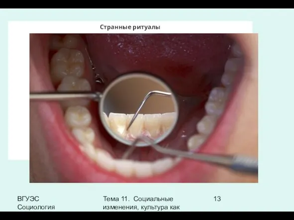 ВГУЭС Социология Тема 11. Социальные изменения, культура как фактор социальных изменений Странные ритуалы