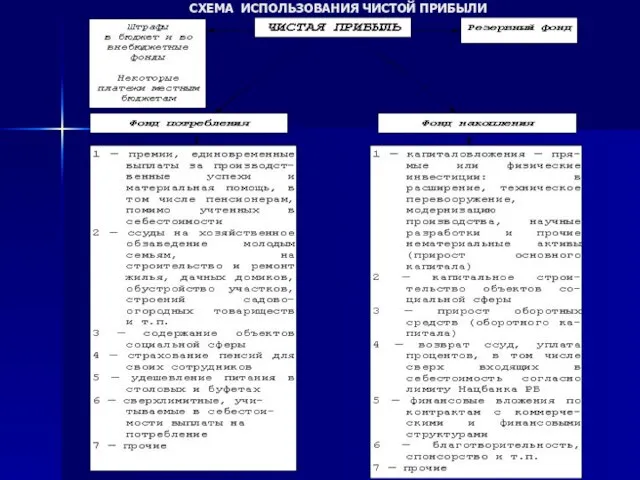 СХЕМА ИСПОЛЬЗОВАНИЯ ЧИСТОЙ ПРИБЫЛИ