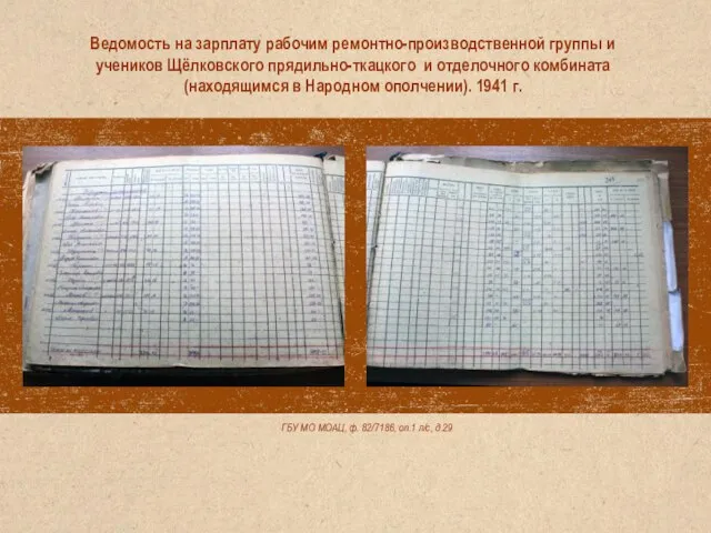 ГБУ МО МОАЦ, ф. 82/7186, оп.1 л/с, д.29 Ведомость на зарплату