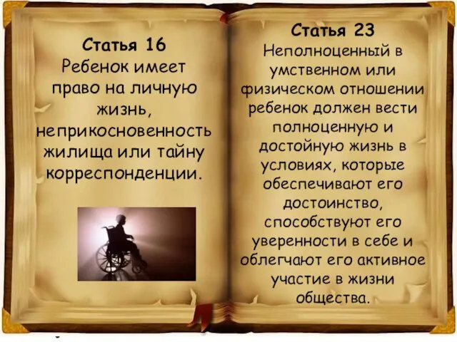 Статья 16 Ребенок имеет право на личную жизнь, неприкосновенность жилища или