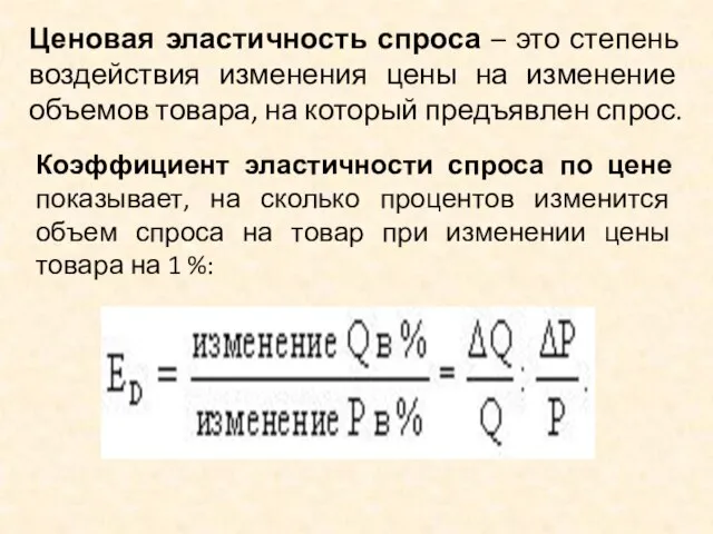 Ценовая эластичность спроса – это степень воздействия изменения цены на изменение