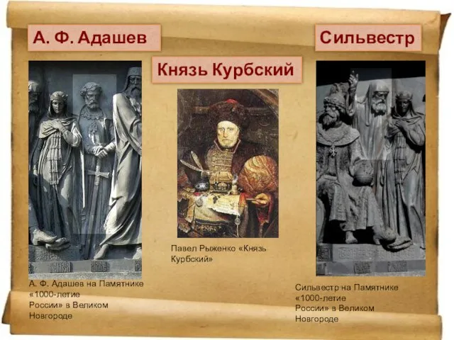 А. Ф. Адашев на Памятнике «1000-летие России» в Великом Новгороде Сильвестр