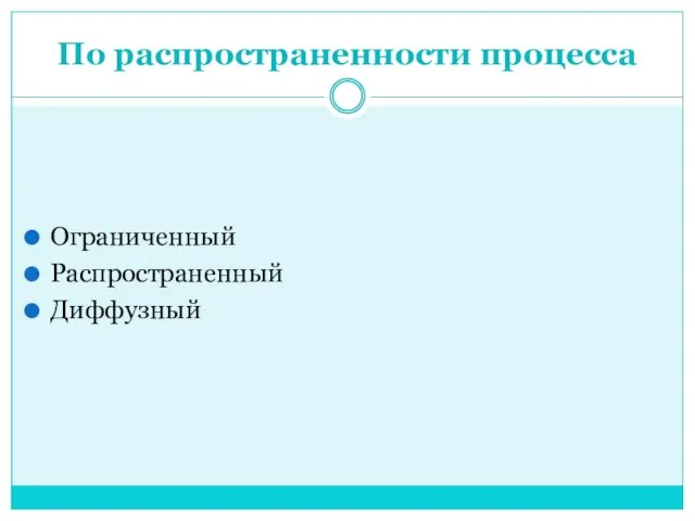 По распространенности процесса Ограниченный Распространенный Диффузный