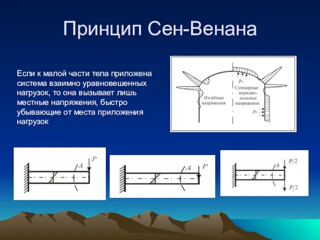 Принцип Сен-Венана Если к малой части тела приложена система взаимно уравновешенных