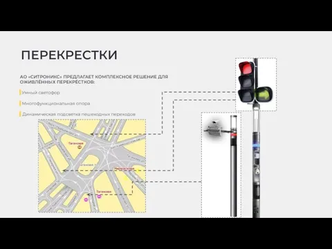 ПЕРЕКРЕСТКИ АО «СИТРОНИКС» ПРЕДЛАГАЕТ КОМПЛЕКСНОЕ РЕШЕНИЕ ДЛЯ ОЖИВЛЁННЫХ ПЕРЕКРЁСТКОВ: