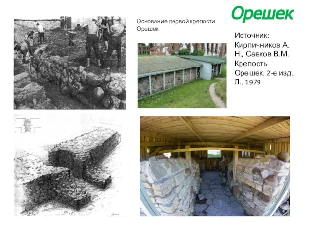 Основание первой крепости Орешек Источник: Кирпичников А.Н., Савков В.М. Крепость Орешек. 2-е изд. Л., 1979 Орешек