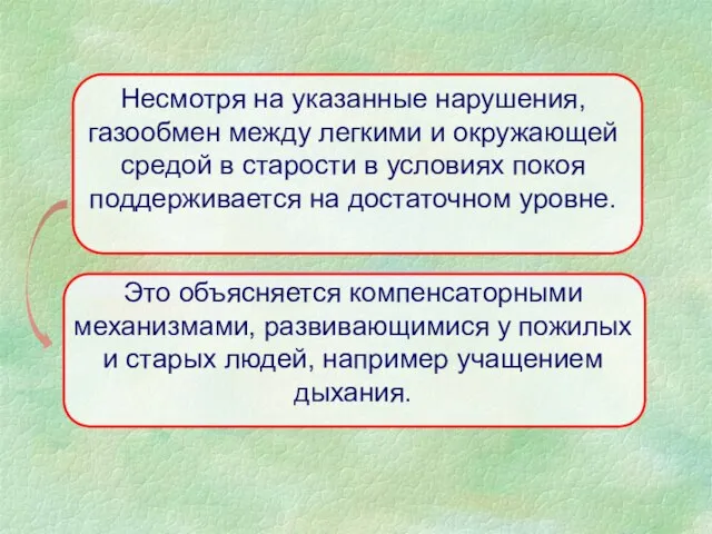 Несмотря на указанные нарушения, газообмен между легкими и окружающей средой в