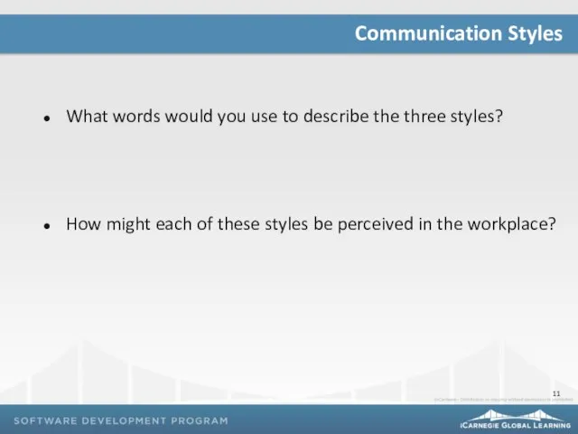 What words would you use to describe the three styles? How