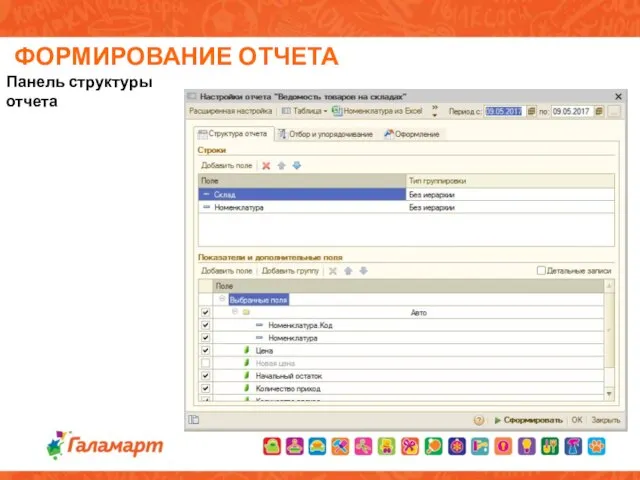 ФОРМИРОВАНИЕ ОТЧЕТА Панель структуры отчета