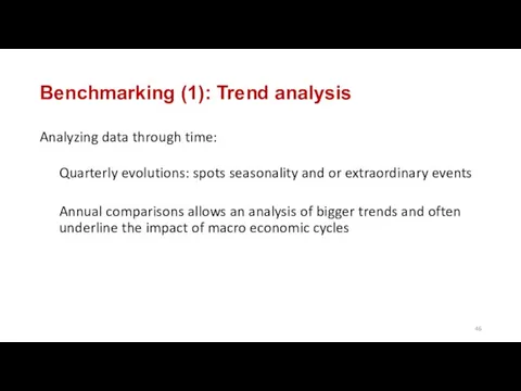 Benchmarking (1): Trend analysis Analyzing data through time: Quarterly evolutions: spots