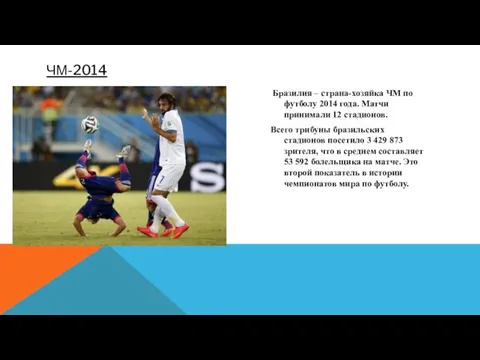 ЧМ-2014 Бразилия – страна-хозяйка ЧМ по футболу 2014 года. Матчи принимали