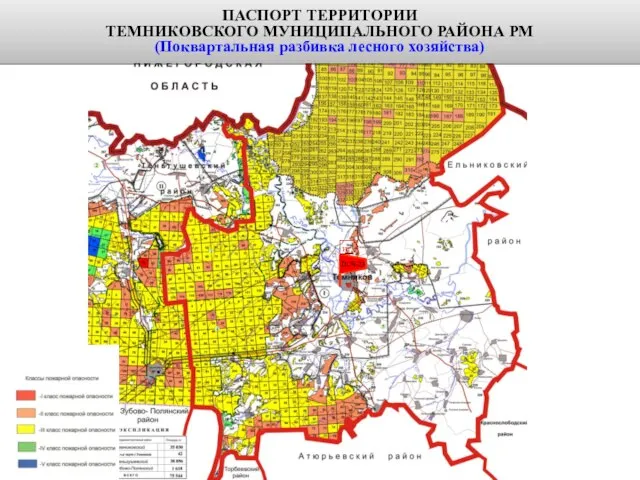 ПАСПОРТ ТЕРРИТОРИИ ТЕМНИКОВСКОГО МУНИЦИПАЛЬНОГО РАЙОНА РМ (Поквартальная разбивка лесного хозяйства)