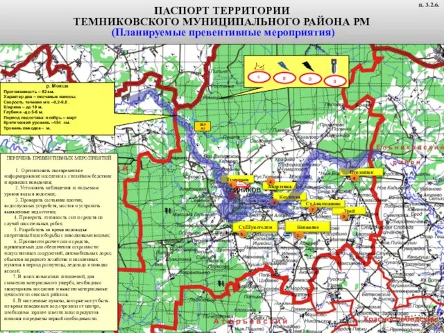 ПАСПОРТ ТЕРРИТОРИИ ТЕМНИКОВСКОГО МУНИЦИПАЛЬНОГО РАЙОНА РМ (Планируемые превентивные мероприятия) р. Мокша