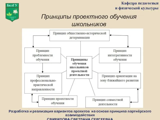 Кафедра педагогики и физической культуры Разработка и реализация вариантов проектов на