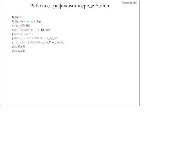 Занятие №1 Работа с графиками в среде Scilab N_fig=1 N_fig_str =