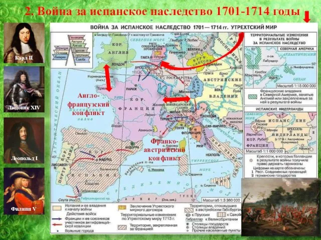 2. Война за испанское наследство 1701-1714 годы Карл II Людовик XIV