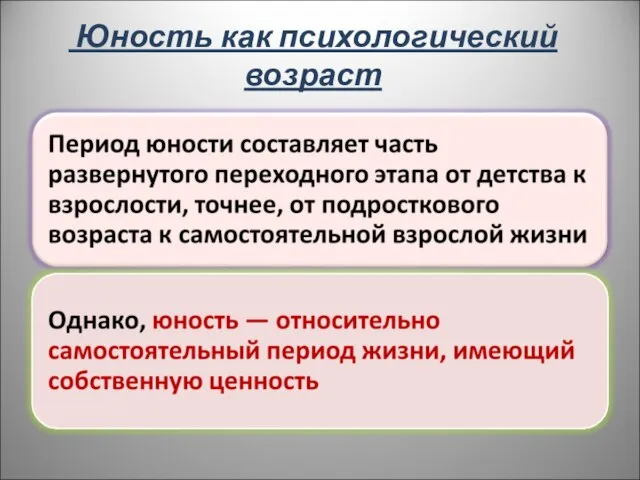 Юность как психологический возраст