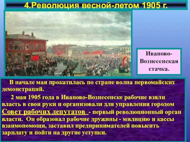 Иваново- Вознесенская стачка. В начале мая прокатилась по стране волна первомайских