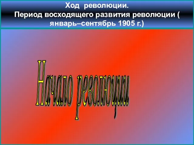 Ход революции. Период восходящего развития революции ( январь–сентябрь 1905 г.) Начало революции