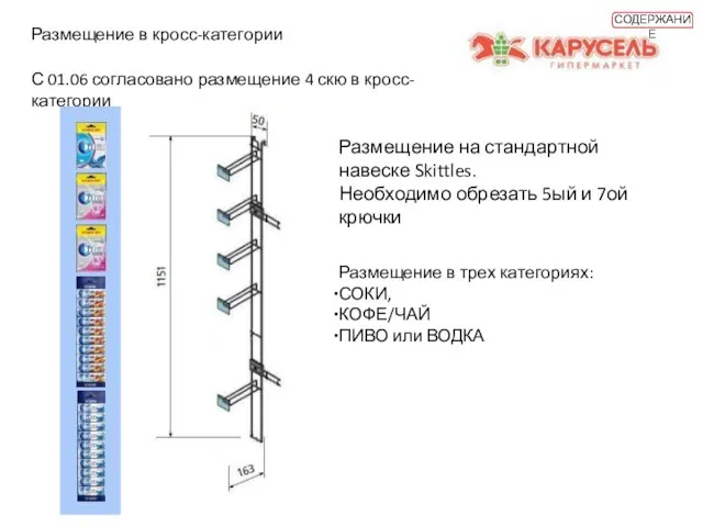 Размещение в кросс-категории С 01.06 согласовано размещение 4 скю в кросс-категории