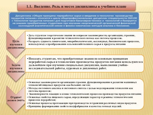 1.1. Введение. Роль и место дисциплины в учебном плане