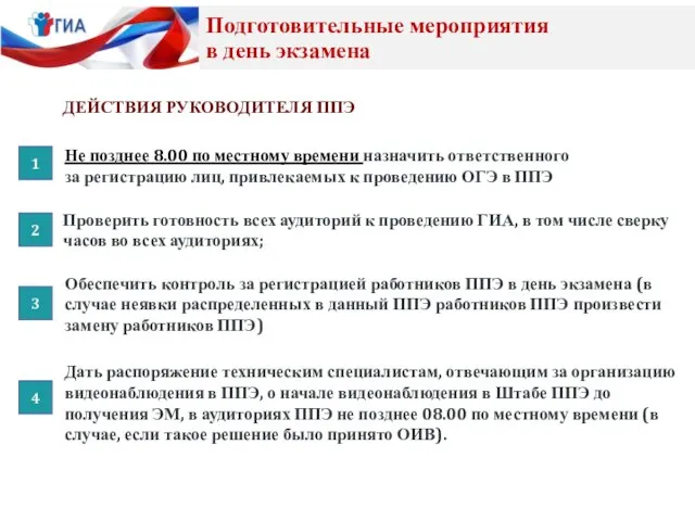 Проверить готовность всех аудиторий к проведению ГИА, в том числе сверку