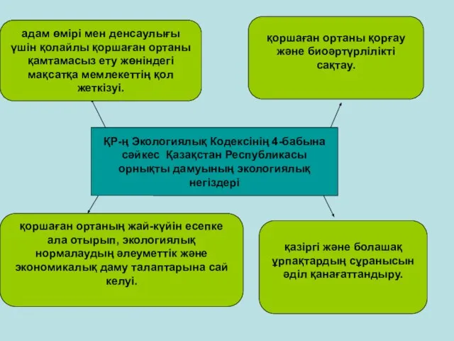 ҚР-ң Экологиялық Кодексінің 4-бабына сәйкес Қазақстан Республикасы орнықты дамуының экологиялық негіздері