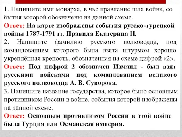 1. Напишите имя монарха, в чьё прав­ле­ние шла война, со­бы­тия которой