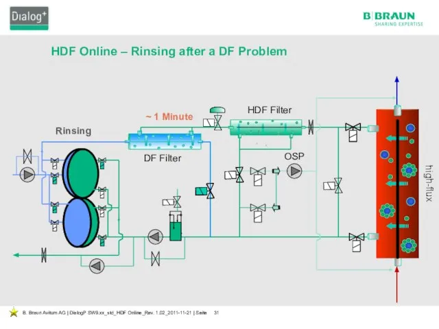 Rinsing DF Filter HDF Filter OSP ~ 1 Minute HDF Online