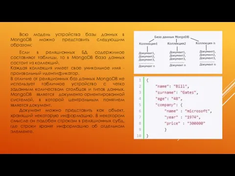 Всю модель устройства базы данных в MongoDB можно представить следующим образом: