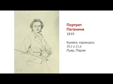 Портрет Паганини 1819 Бумага, карандаш. 29,5 х 21,6 Лувр, Париж