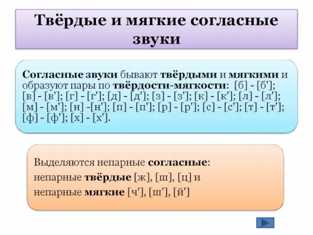 Твёрдые и мягкие согласные звуки