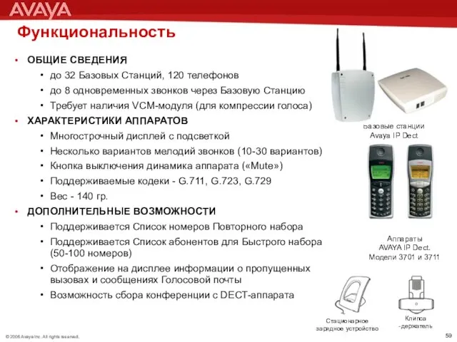 Функциональность ОБЩИЕ СВЕДЕНИЯ до 32 Базовых Станций, 120 телефонов до 8