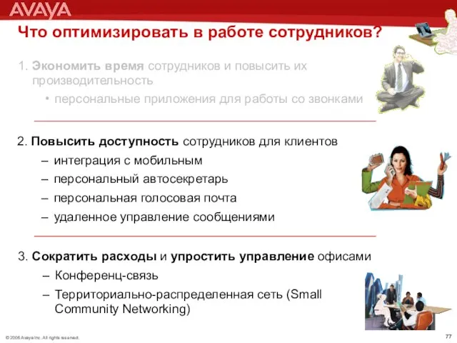 Что оптимизировать в работе сотрудников? 1. Экономить время сотрудников и повысить