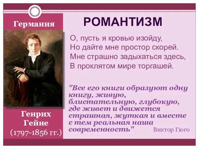 Генрих Гейне (1797-1856 гг.) "Все его книги образуют одну книгу, живую,