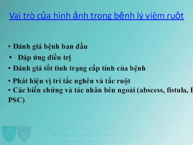 Vai trò của hình ảnh trong bệnh lý viêm ruột •